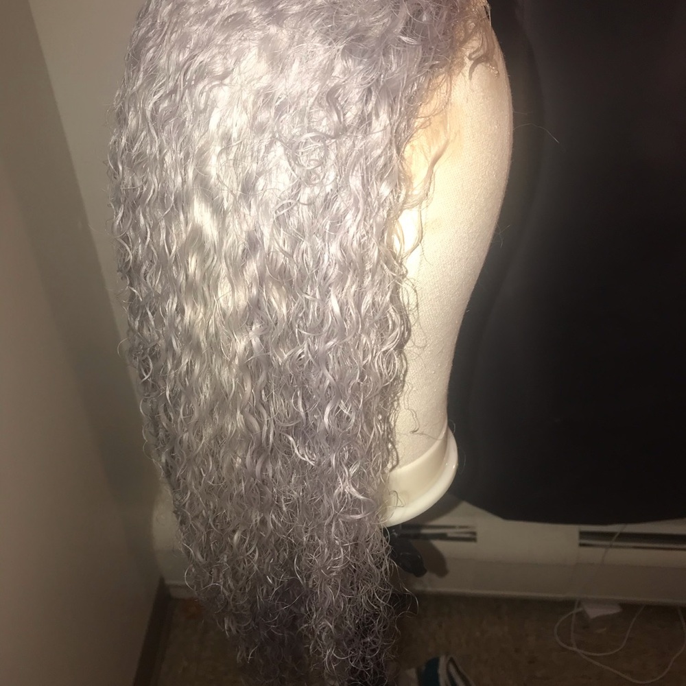 13x4 lace front virgin hair grayish silver 18 in